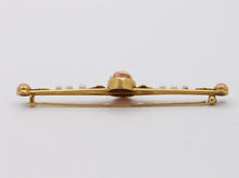 Load image into Gallery viewer, Antique Ladies 14K Yellow Gold Carved Coral Pearls Brooch Pin