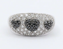 Load image into Gallery viewer, 14k White Gold Black & White Cubic Zirconia Heart Ring