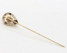 Load image into Gallery viewer, Victorian 14K Yellow Gold Diamond Floral Stick Pin