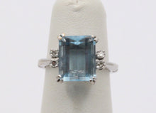 Load image into Gallery viewer, Vintage Natural Aquamarine Diamonds 14K White Gold Expandable Ring