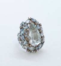 Load image into Gallery viewer, Large Aquamarine Diamonds 18K White Gold Statement Cocktail Ring