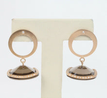 Load image into Gallery viewer, Retro French Denair 18K Rose Gold Smoky Quartz & Diamonds Dangling Earrings