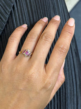 Load image into Gallery viewer, Vintage 10K Yellow Gold Ruby & Diamond Ring, Engagement RIng