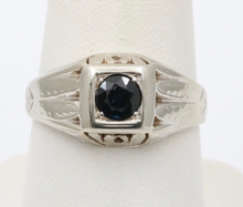 Load image into Gallery viewer, Art Deco Sapphire 14K White Gold Unisex Ring Band
