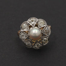 Load image into Gallery viewer, Edwardian Old European Diamonds Natural Pearl Platinum 18K YG Ring