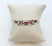 Load image into Gallery viewer, Handmade Sterling Silver and Coral Cuff Bracelet