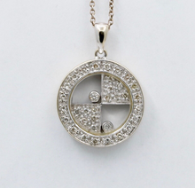 Load image into Gallery viewer, Vintage 14K White Gold Floating Shaker Diamond Circle Pendant