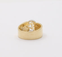 Load image into Gallery viewer, Vintage Geometric Trillion Cut Diamond 18K Yellow White Gold Ring