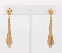 Load image into Gallery viewer, Art Deco 14K Yellow Gold Geometry Diamond Tapered Drop Earrings