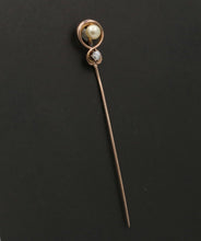 Load image into Gallery viewer, Victorian Diamond Pearl 14K Yellow Gold Stick Pin
