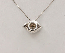 Load image into Gallery viewer, Beautiful Evil Eye Apotropaic Diamonds Sapphires 14K White Gold Pendant & Chain