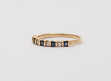 Load image into Gallery viewer, Lovely Channel Set Diamonds Blue Sapphires 14K Yellow Gold Ring