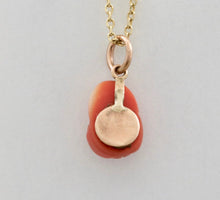 Load image into Gallery viewer, Antique 14K Rose gold Carved Coral Helmet / Cap Charm Pendant