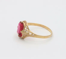 Load image into Gallery viewer, Edwardian Ladies 14K Yellow Gold Synthetic Ruby Ring