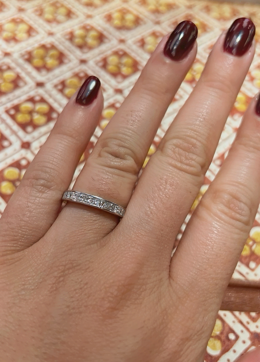 Vintage Diamond and Platinum 1/2 Eternity Band Ring