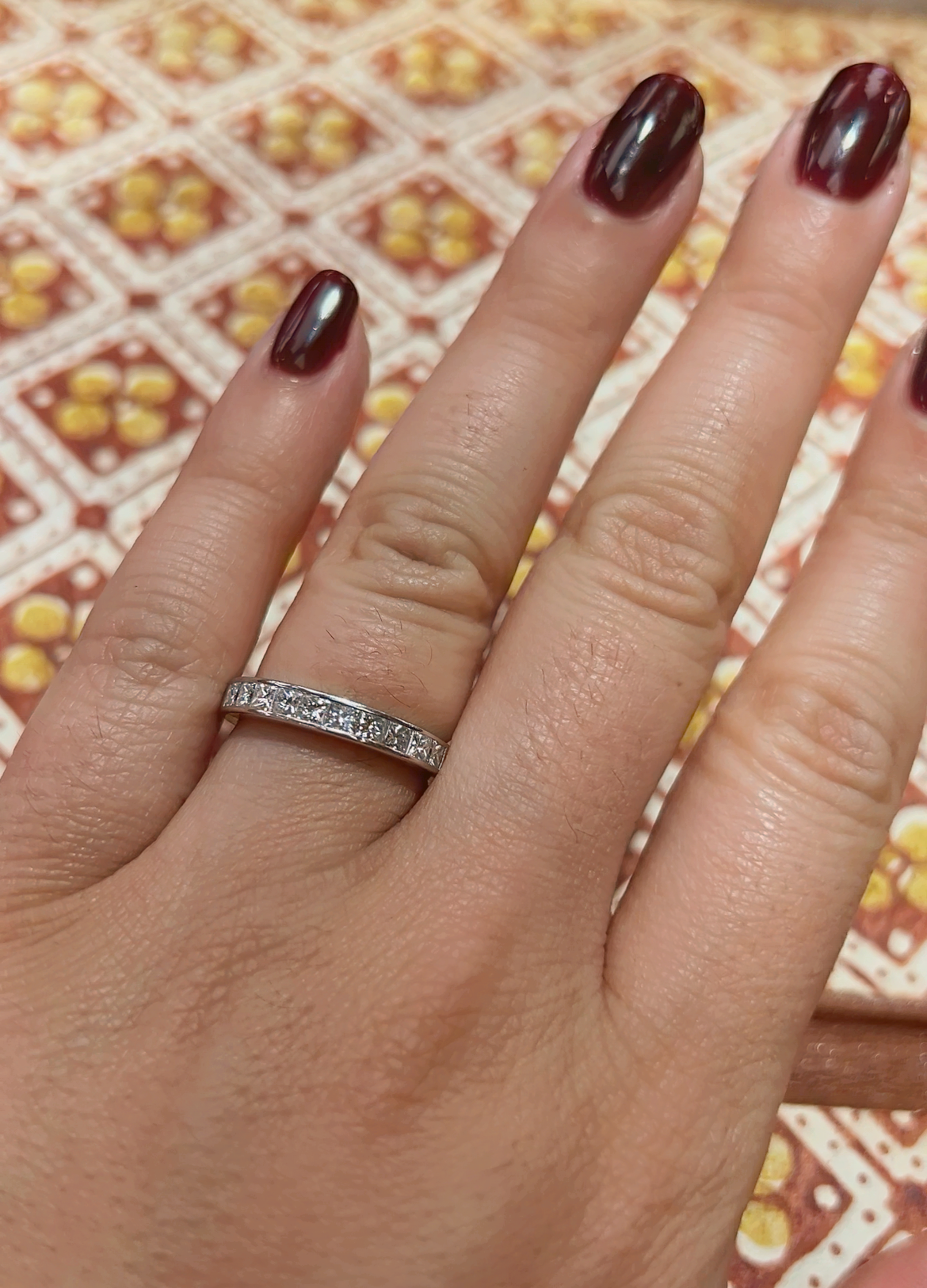 Vintage Diamond and Platinum 1/2 Eternity Band Ring