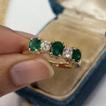 Vintage 14K Yellow Gold Emerald & Diamond Band