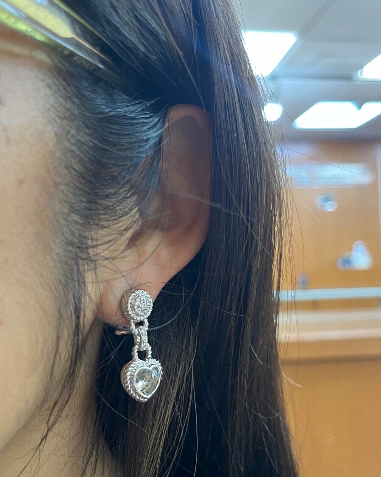 Judith Ripka Sterling Silver Heart Earrings with Prasiolite & Sparkling Accents