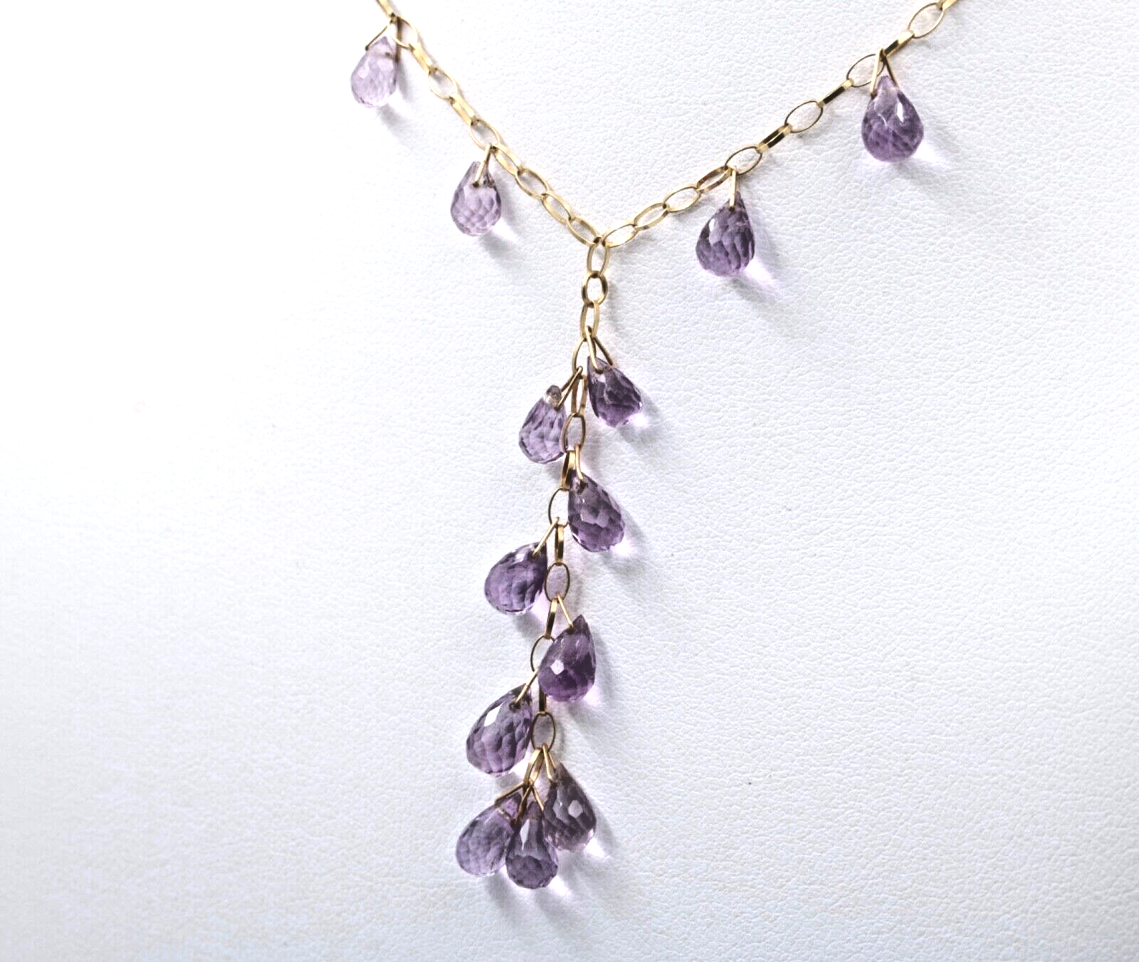 Vintage Amethyst 14K Yellow Gold Droplet Necklace