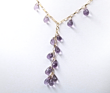 Load image into Gallery viewer, Vintage Amethyst 14K Yellow Gold Droplet Necklace
