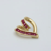 Load image into Gallery viewer, Vintage Reversible 14K Yellow Gold Diamond &amp; Ruby Heart Pendant
