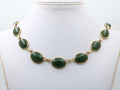 Vintage Oval Eternity Jade 14K Yellow Gold Necklace