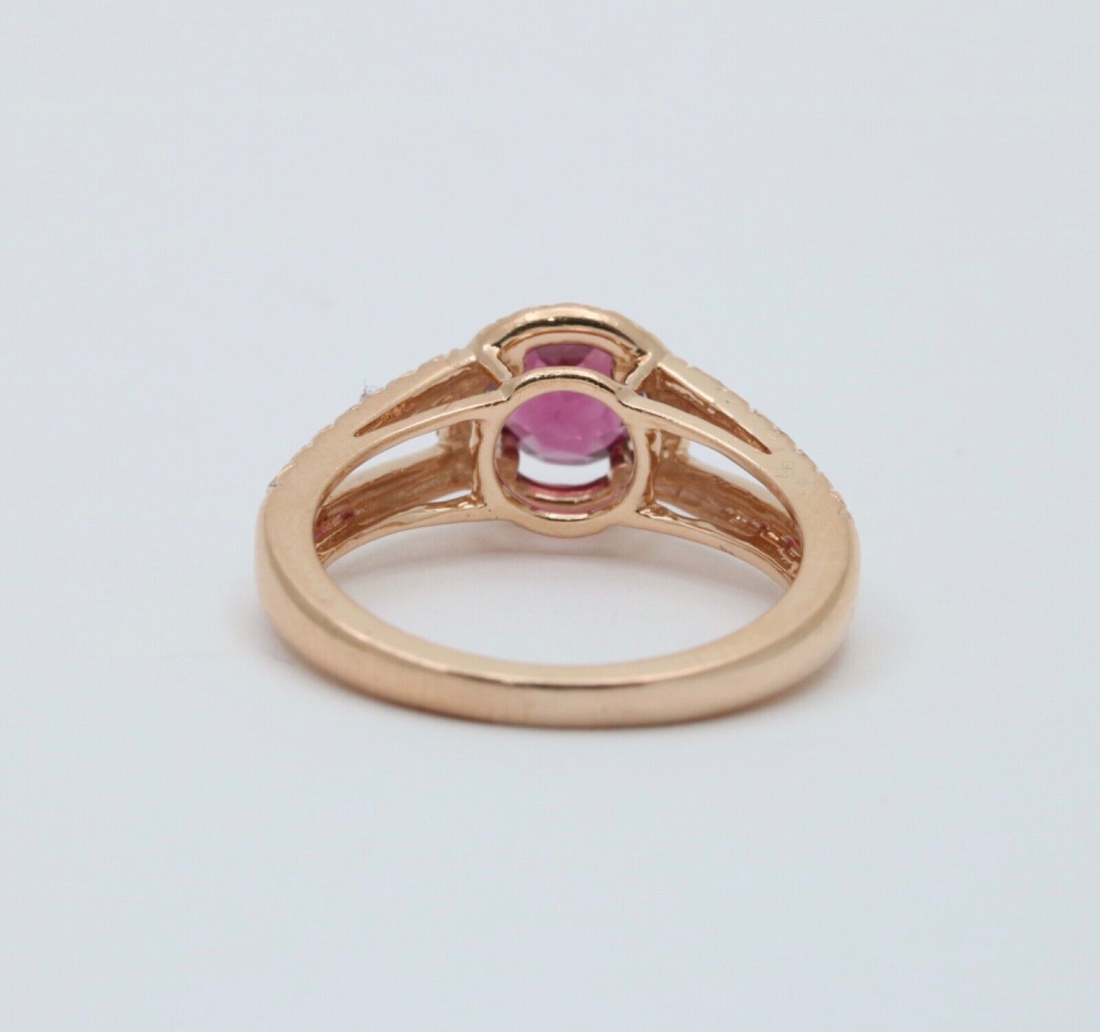 Vintage 14K Rose Gold Rhodolite Garnet Diamond Ring