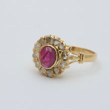 Load image into Gallery viewer, Vintage 22 K Yellow Gold Ruby &amp; Diamond Ring, Engagement Ring.
