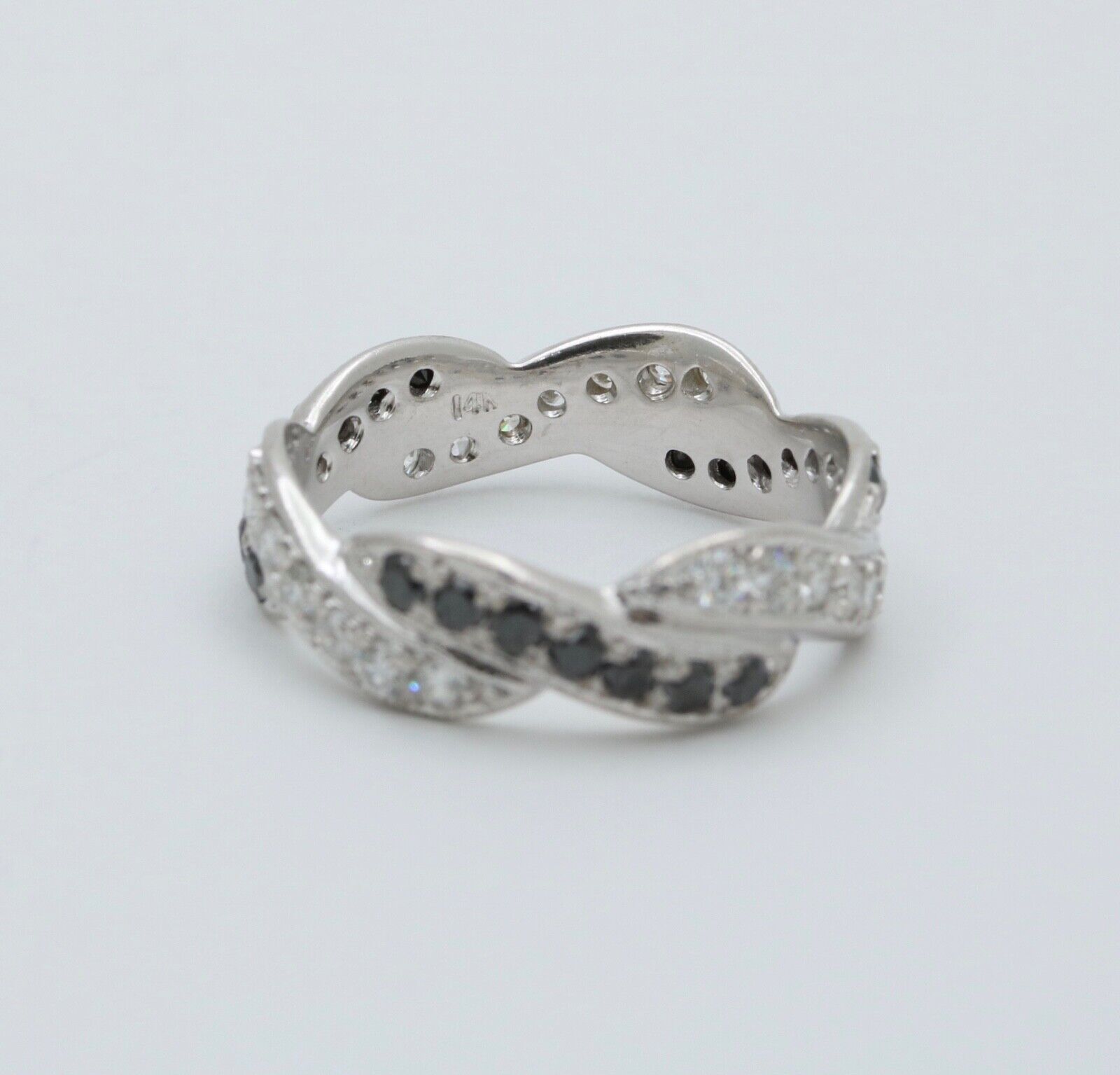 Vintage Diamonds Blue Sapphires 14K White Gold Ring