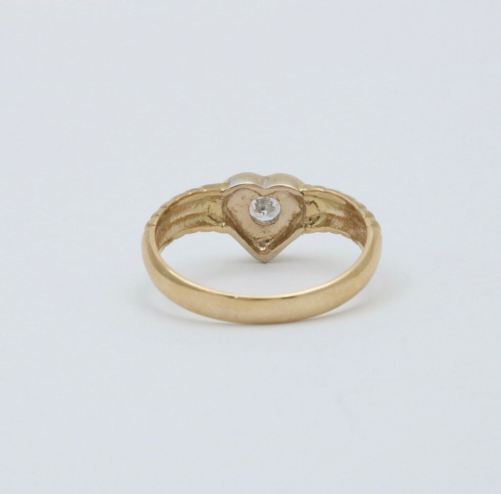 Vintage 14K Yellow Gold Diamond Heart Ring