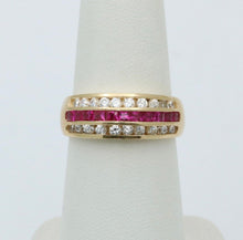 Load image into Gallery viewer, Vintage 14K Yellow Gold Diamond &amp; Ruby Band
