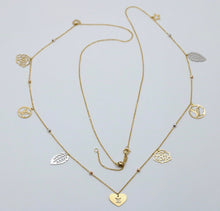 Load image into Gallery viewer, Estate 18K Yellow Gold 9 charms 33.5” Chain Long Necklace
