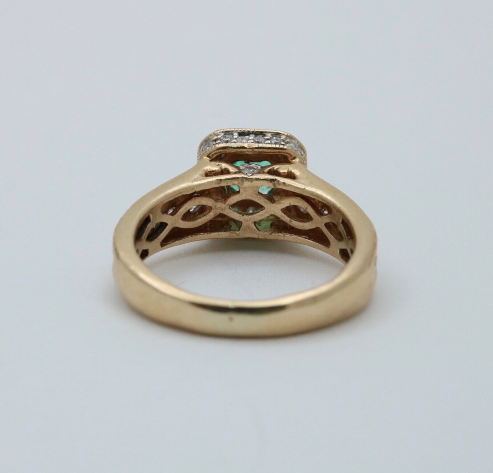 Vintage 14K Yellow Gold Emerald & Diamond Ring, Engagement Ring