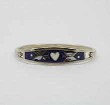 Load image into Gallery viewer, Sterling Silver Inlay Mother Of Pearl Heart &amp; Butterfly Bangle
