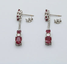 Load image into Gallery viewer, Vintage 14K White Gold Ruby &amp; Diamond Dangling Earrings
