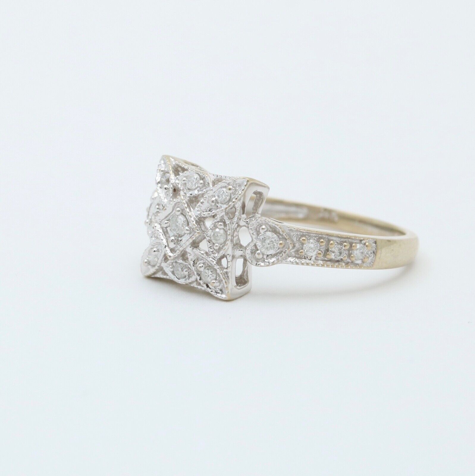 Vintage 14K White Gold Diamond Ring, Engagement Ring