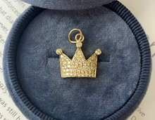 Load image into Gallery viewer, Vintage 10K Yellow Gold Diamond Crown Pendant
