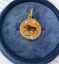 Load image into Gallery viewer, Vintage 14K Yellow Gold Zodiac Taurus Enamel Charm Pendant
