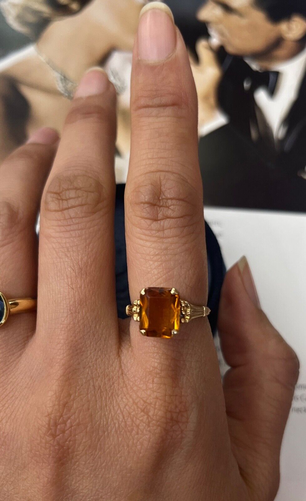 Vintage 14K Yellow Gold Citrine Solitaire Ring