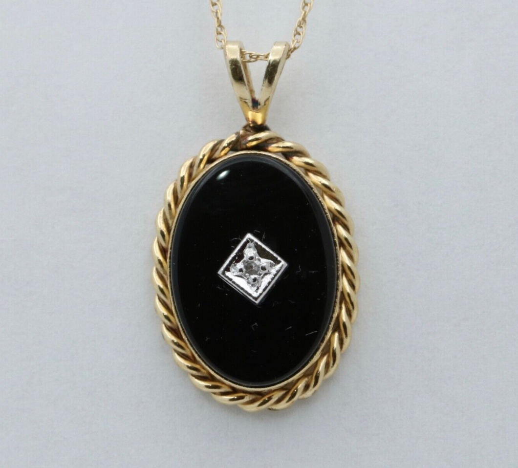 Vintage Onyx & Diamond Charm Pendant