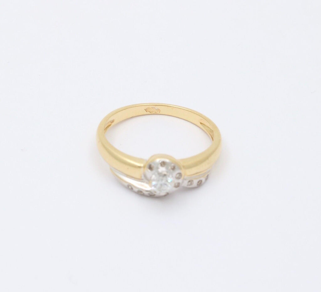Vintage 18K Yellow Gold & Platinum Geometric Diamond Ring