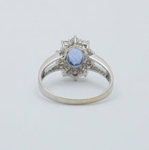 Load image into Gallery viewer, Vintage Sapphire Diamonds 18K White Gold Ring
