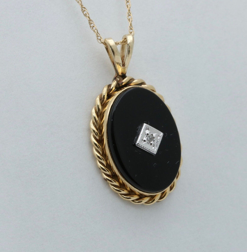 Vintage Onyx & Diamond Charm Pendant