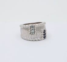 Load image into Gallery viewer, Judith Ripka 925 Sterling Silver Synthetic Stones Wide Band Ring
