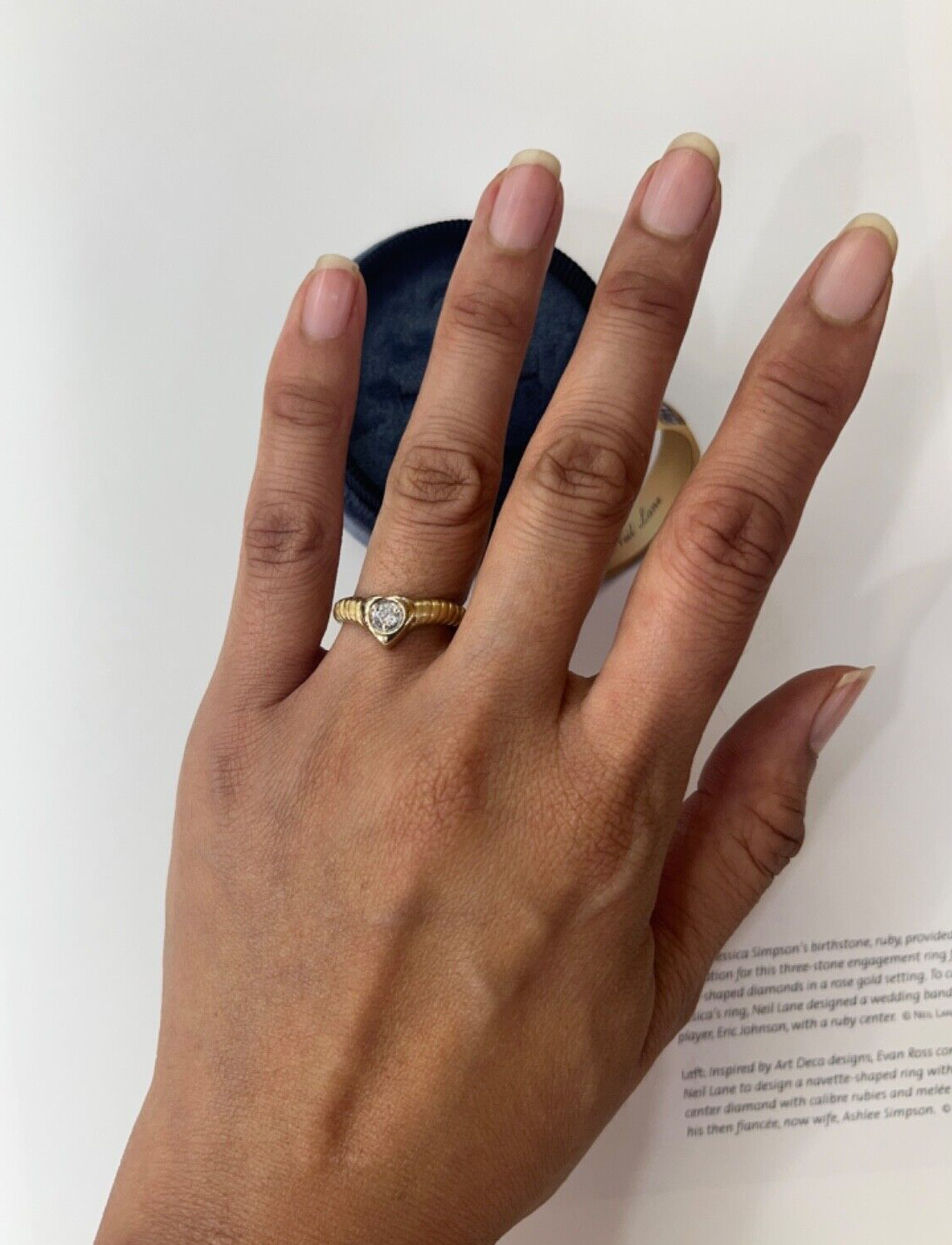 Vintage 14K Yellow Gold Diamond Heart Ring