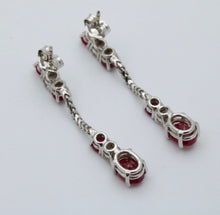 Load image into Gallery viewer, Vintage 14K White Gold Ruby &amp; Diamond Dangling Earrings
