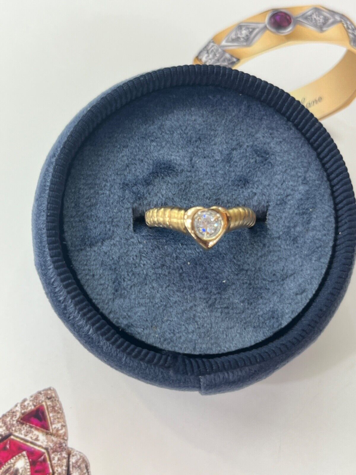 Vintage 14K Yellow Gold Diamond Heart Ring