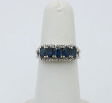 Load image into Gallery viewer, Vintage Sapphires Diamonds 14K WHite Gold Ring
