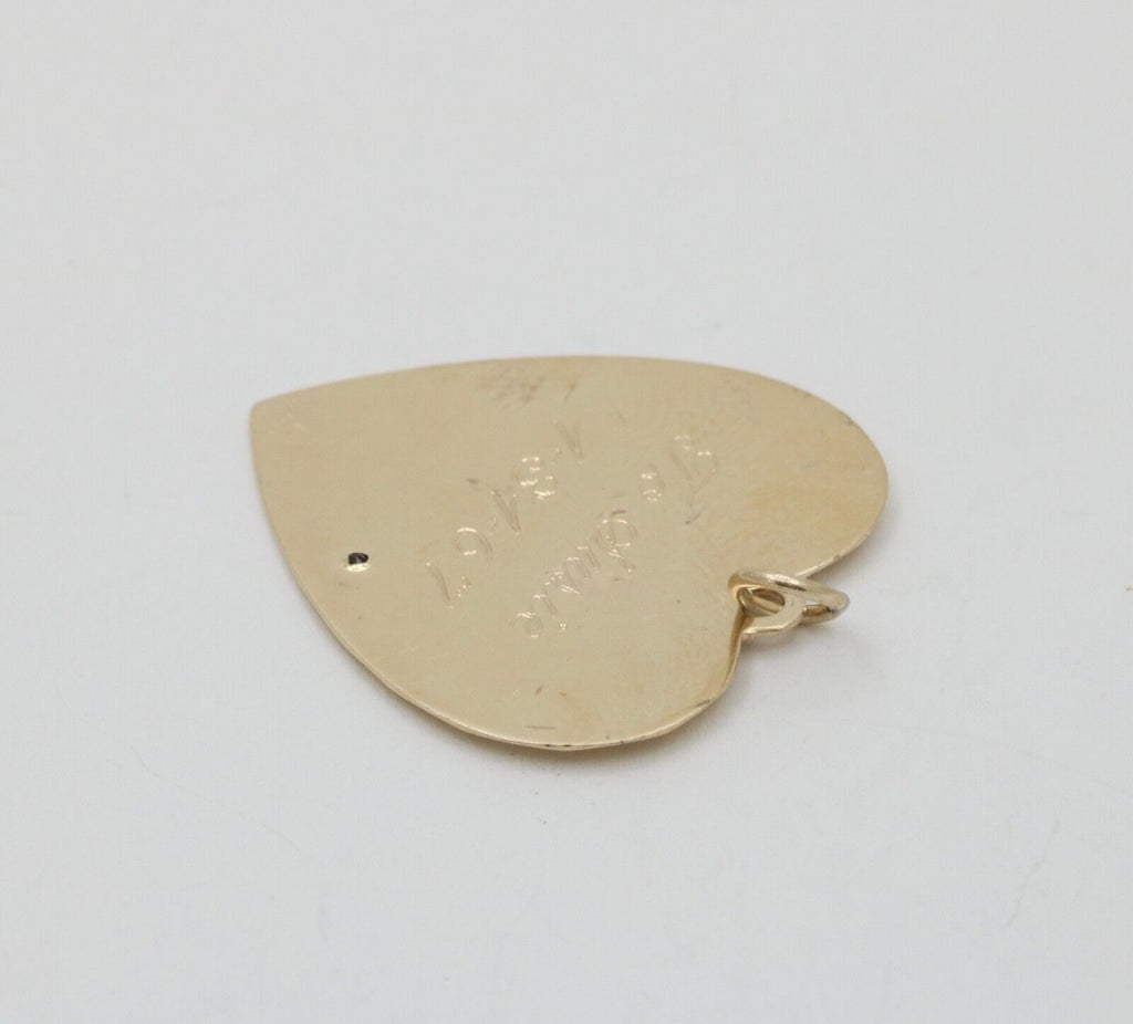 Vintage 14K Yellow Gold January Calendar Birthday Heart Charm, Birthstone Garnet