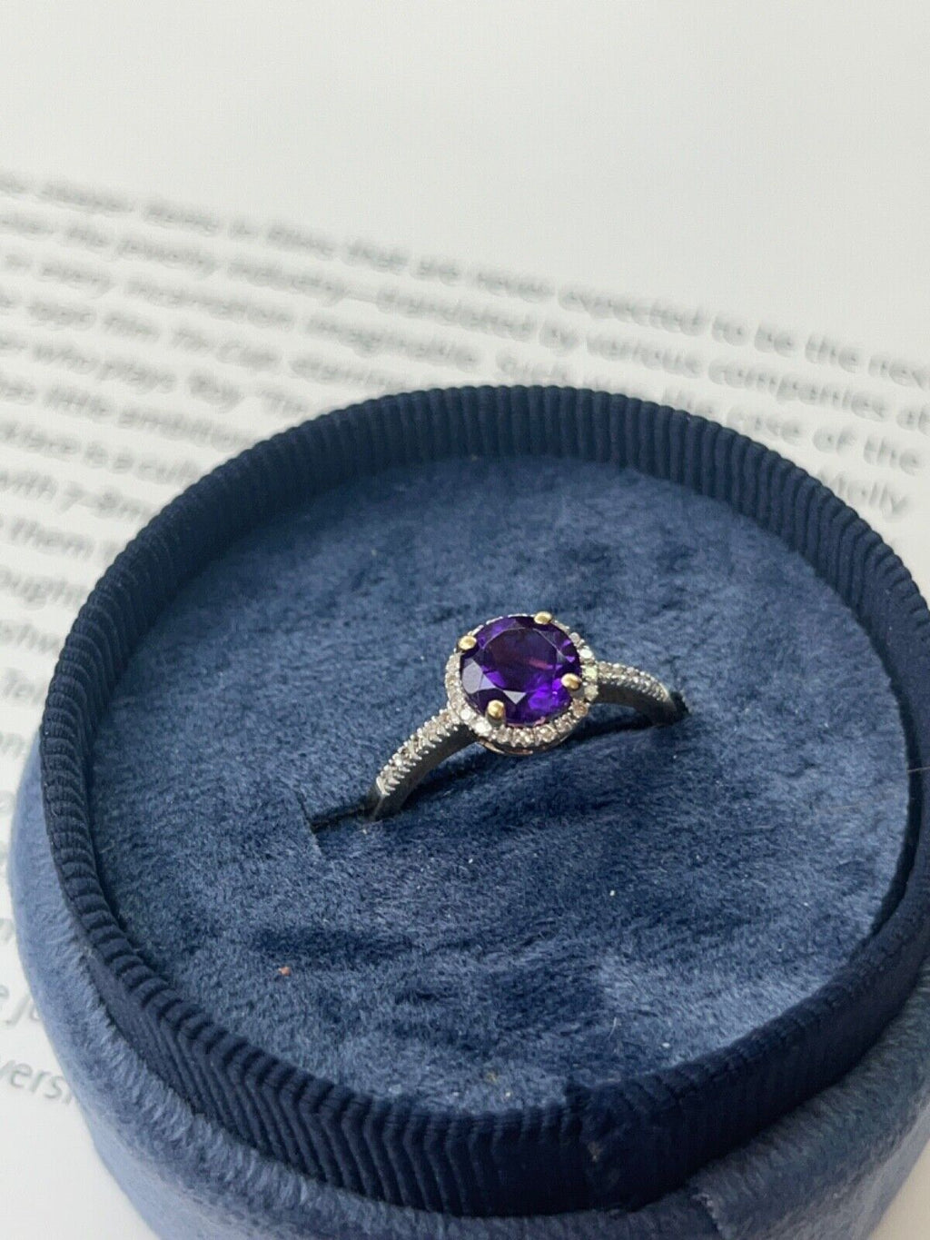 Vintage 14K Yellow Gold Amethyst Diamond Halo Ring